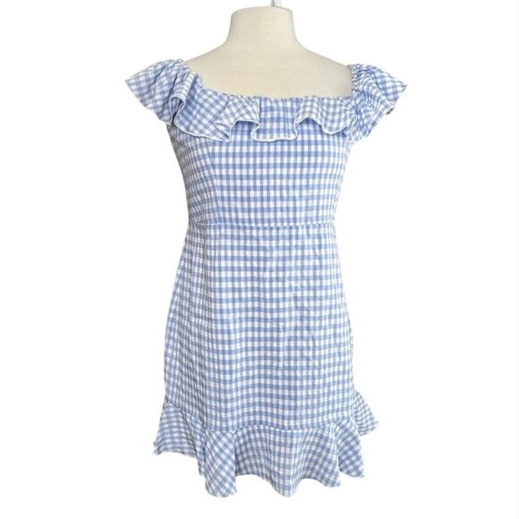 Majorelle Daze Away Gingham Blue Plaid Dress - Picture 3 of 12